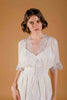 La Tercera Catherine Dressing Gown in cream silk and lace front detail view