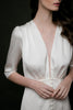 La Tercera MARTINE long silk dress in cream front detail view