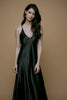 La Tercera ANYA silk slip dress with cross-back adjustable straps in black front view