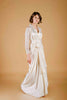 La Tercera Rima Dressing Gown in cream silk and lace side detail view