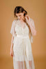 La Tercera Serena Dressing Gown in cream tulle and lace front detail view