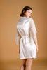 La Tercera Talia Silk and Butterfly Lace Sleeves Robe in Cream back view