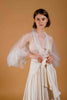 La Tercera Belle Dressing Gown in cream silk, tulle and lace front detail view
