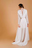 La Tercera CAMILLA dressing gown in cream silk chiffon and lace back detail view