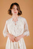 La Tercera Carmen Dressing Gown in cream silk and lace front detail view