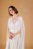 La Tercera Celestine Capelet Dressing Gown in cream silk chiffon front detail view