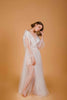 La Tercera Coleen Dressing Gown in cream tulle and lace appliqués side view