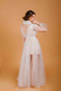 La Tercera Coleen Dressing Gown in cream tulle and lace appliqués back view