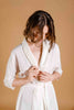 La Tercera Dani Silk and Lace Robe in Cream front detail view