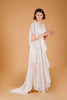 La Tercera Eunice Dressing Gown in cream silk chiffon and lace front view 
