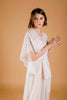 La Tercera Eunice Dressing Gown in cream silk chiffon and lace front detail view