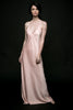 La Tercera ANYA silk slip dress with cross-back adjustable straps in blush front view