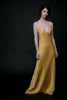 La Tercera ANYA silk slip dress with cross-back adjustable straps in mustard front view