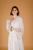 La Tercera Maya Dressing Gown in cream silk and lace front detail view