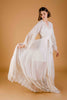 La Tercera Maya Dressing Gown in cream silk and lace front view