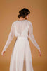 La Tercera Nikki Dressing Gown in cream silk, lace and pearls back detail view