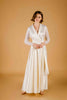 La Tercera Olivia Dressing Gown in cream silk and lace front view