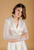La Tercera Olivia Dressing Gown in cream silk and lace front detail view