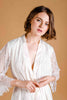 La Tercera PATTY silk and lace robe in cream front detail view