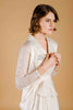 La Tercera Rima Dressing Gown in cream silk and lace front detail view