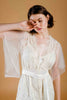 La Tercera Serena Dressing Gown in cream tulle and lace front detail view