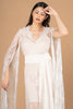 La Tercera KATANA french lace dressing gown in cream front detail view